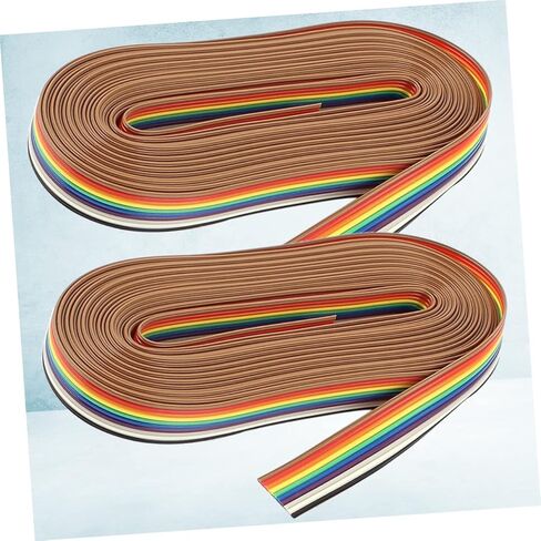 Veemoon 2rolls Pin Rainbow Cable Colorful Flat Flexible Jumper Ribbon for Easy Internal Wiring Computers and Electronics in Saudi Arabia