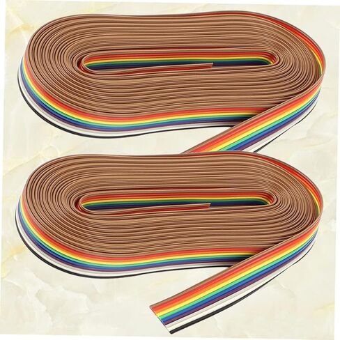 Veemoon 2rolls Pin Rainbow Cable Colorful Flat Flexible Jumper Ribbon for Easy Internal Wiring Computers and Electronics in Saudi Arabia