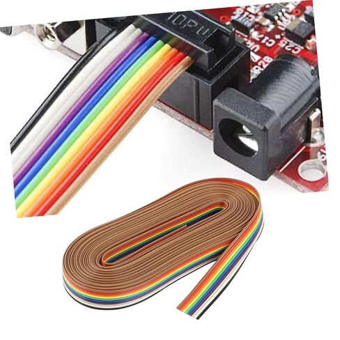 Veemoon 2rolls Pin Rainbow Cable Colorful Flat Flexible Jumper Ribbon for Easy Internal Wiring Computers and Electronics in Saudi Arabia