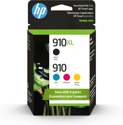خراطيش حبر HP 910 / 910XL (3JB41AN) (سماوي أرجواني أصفر أسود) 4 عبوات في عبوة البيع بالتجزئة in Saudi Arabia
