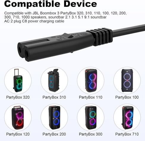 Printer Power Cord for HP OfficeJet Pro 8125e 8135e 8139e 9125e 9135e 9730e 8015e for HP DeskJet 2855e 2827e 4255e 4155e 4227e 2755 4158 Printer for JBL PartyBox 320 310 110 100 120 200 Speaker 6.5 FT in Saudi Arabia