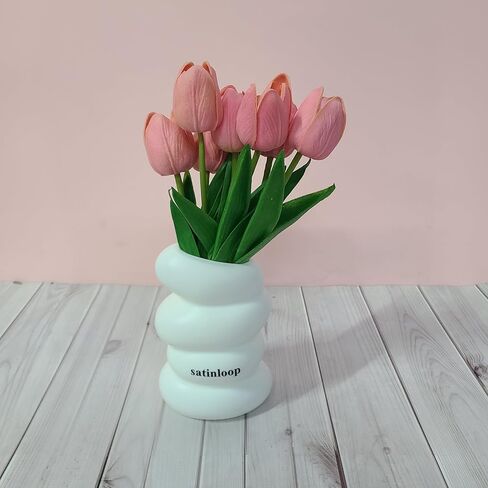 satinloop Artificial flowers – Pink Tulip Artificial Bouquet, Fresh Nordic Style Home Decor Flowers in Saudi Arabia