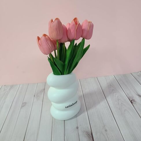 satinloop Artificial flowers – Pink Tulip Artificial Bouquet, Fresh Nordic Style Home Decor Flowers in Saudi Arabia