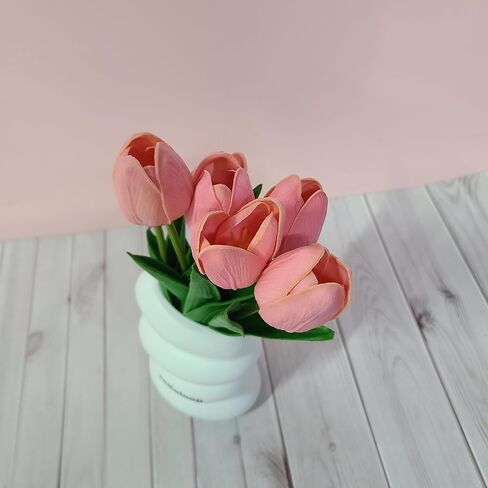 satinloop Artificial flowers – Pink Tulip Artificial Bouquet, Fresh Nordic Style Home Decor Flowers in Saudi Arabia