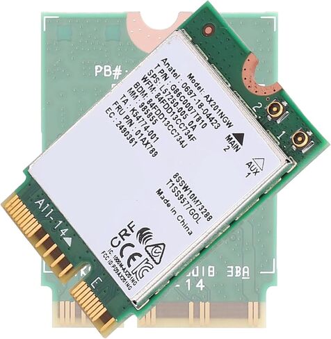 بطاقة شبكة AX201NGW WiFi 6، سرعة 2.4 جيجابت في الثانية بسرعة 160 ميجاهرتز 802.11ax ثنائي النطاق، واجهة M.2 CNVio2، مع 5.0، لـ 10 64 بت in Kuwait