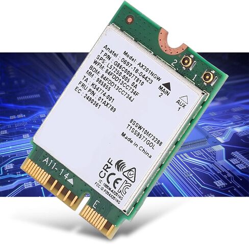 بطاقة شبكة AX201NGW WiFi 6، سرعة 2.4 جيجابت في الثانية بسرعة 160 ميجاهرتز 802.11ax ثنائي النطاق، واجهة M.2 CNVio2، مع 5.0، لـ 10 64 بت in Kuwait
