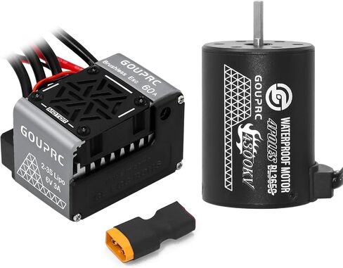 GOUPRC S3650 4300KV Brushless Motor 3.175mm Shaft with Upgrade 60A ESC Electric Speed Controller Combo Set for 1/10 RC Car Buggy Off-Road Monster Truck in Saudi Arabia