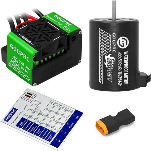 محرك بدون فرشاة GOUPRC S3650 4300KV عمود 3.175 مم مع ترقية 60A ESC مجموعة وحدة تحكم السرعة الكهربائية لشاحنة وحش الطرق الوعرة 1/10 RC in Saudi Arabia