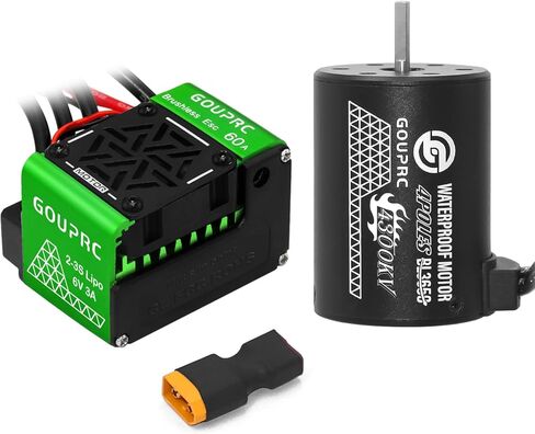 GOUPRC S3650 4300KV Brushless Motor 3.175mm Shaft with Upgrade 60A ESC Electric Speed Controller Combo Set for 1/10 RC Car Buggy Off-Road Monster Truck in Saudi Arabia