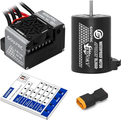 GOUPRC S3650 4300KV Brushless Motor 3.175mm Shaft with Upgrade 60A ESC Electric Speed Controller Combo Set for 1/10 RC Car Buggy Off-Road Monster Truck in Saudi Arabia