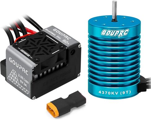 GOUPRC S3650 4300KV Brushless Motor 3.175mm Shaft with Upgrade 60A ESC Electric Speed Controller Combo Set for 1/10 RC Car Buggy Off-Road Monster Truck in Saudi Arabia