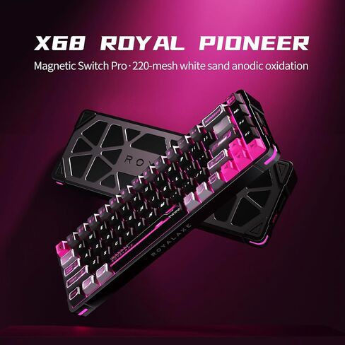 لوحة مفاتيح سلكية بتأثير قاعة RGB بنسبة 68%، لوحات مفاتيح ألعاب بمفتاح مغناطيسي وردي، أغطية مفاتيح Mecha PBT، هيكل مثبت على صينية الرياضة الإلكترونية، إضاءة خلفية RGB، لوحة مفاتيح ميكانيكية مدمجة من الألومنيوم لنظام Win/Mac in Kuwait