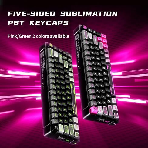 لوحة مفاتيح سلكية بتأثير قاعة RGB بنسبة 68%، لوحات مفاتيح ألعاب بمفتاح مغناطيسي وردي، أغطية مفاتيح Mecha PBT، هيكل مثبت على صينية الرياضة الإلكترونية، إضاءة خلفية RGB، لوحة مفاتيح ميكانيكية مدمجة من الألومنيوم لنظام Win/Mac in Kuwait