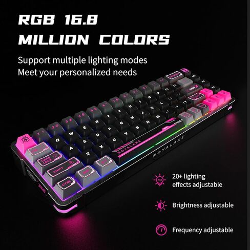 لوحة مفاتيح سلكية بتأثير قاعة RGB بنسبة 68%، لوحات مفاتيح ألعاب بمفتاح مغناطيسي وردي، أغطية مفاتيح Mecha PBT، هيكل مثبت على صينية الرياضة الإلكترونية، إضاءة خلفية RGB، لوحة مفاتيح ميكانيكية مدمجة من الألومنيوم لنظام Win/Mac in Kuwait