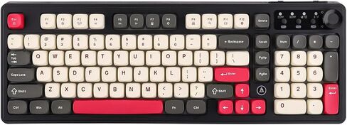 MechLands AJAZZ AF98 Plus Membrane Keyboard, Tri-Mode Wireless Gaming Keyboard, for Win/Mac/iOS, Bluetooth 5.0/2.4G/USB-C, RGB Backlit, 4000mAh Battery, Volume Knob, Adjustable Stand (Black Grey) in Kuwait
