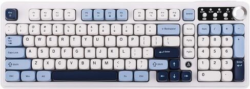 MechLands AJAZZ AF98 Plus Membrane Keyboard, Tri-Mode Wireless Gaming Keyboard, for Win/Mac/iOS, Bluetooth 5.0/2.4G/USB-C, RGB Backlit, 4000mAh Battery, Volume Knob, Adjustable Stand (Black Grey) in Kuwait