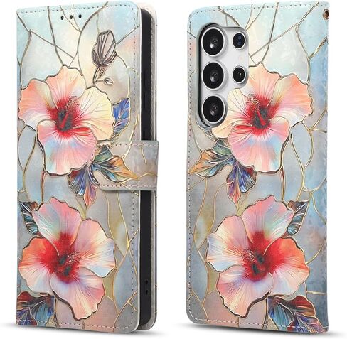 QLTYPRI for Samsung Galaxy S25 Ultra Wallet Case, Premium Leather Magnetic UV-Printed Artwork Flip Case with RFID Blocking Card Slots Kickstand Protective Phone Cover for Women Girls - Purple Lotus in Saudi Arabia
