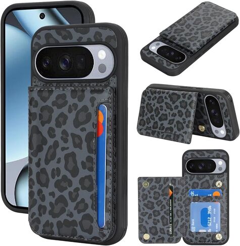iCoverCase متوافق مع حافظة Google Pixel 10/10 Pro مع حامل بطاقة، حافظة هاتف محفظة للنساء والرجال [RFID Blocking] حافظة محفظة واقية من جلد البولي يوريثان لهاتف Pixel 10/10 Pro (بيج ليوبارد) in Kuwait