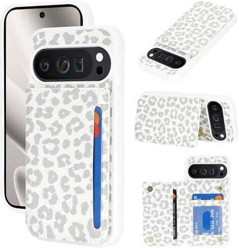 iCoverCase Compatible with Google Pixel 10/10 Pro Case with Card Holder, Wallet Phone Case for Women Men [RFID Blocking] PU Leather Protective Wallet Case for Pixel 10/10 Pro (Beige Leopard) in Saudi Arabia