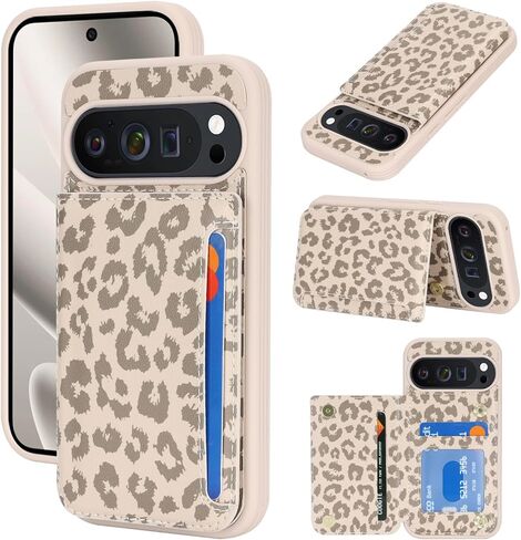 iCoverCase Compatible with Google Pixel 10/10 Pro Case with Card Holder, Wallet Phone Case for Women Men [RFID Blocking] PU Leather Protective Wallet Case for Pixel 10/10 Pro (Beige Leopard) in Saudi Arabia
