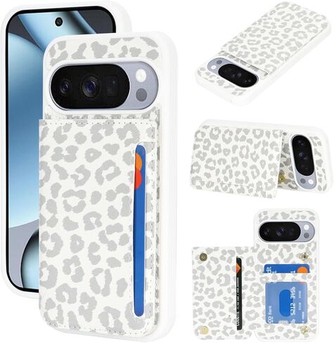 iCoverCase Compatible with Google Pixel 10/10 Pro Case with Card Holder, Wallet Phone Case for Women Men [RFID Blocking] PU Leather Protective Wallet Case for Pixel 10/10 Pro (Beige Leopard) in Saudi Arabia