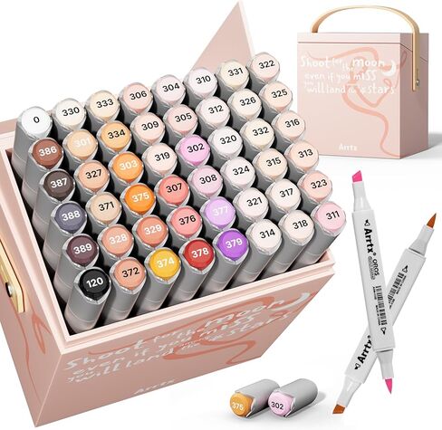 Arrtx OROS 66 Color Pastel Markers Alcohol Markers, Brush and Chisel Tip, suitable for Painting, Coloring Drawing, Sketching, Illustrations Alcohol Based Markers, Artist Pens in Saudi Arabia