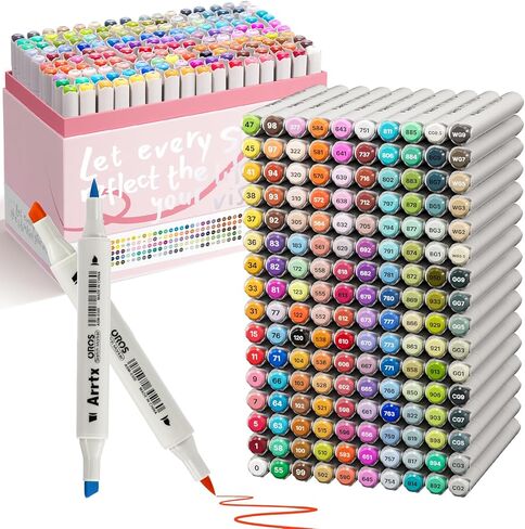 Arrtx OROS 66 Color Pastel Markers Alcohol Markers, Brush and Chisel Tip, suitable for Painting, Coloring Drawing, Sketching, Illustrations Alcohol Based Markers, Artist Pens in Saudi Arabia