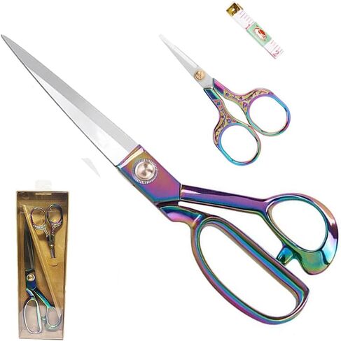 Heavy Duty Tailor Shears Set, Dressmaking Scissors Fabric Scissors Stainless Steel Sharp Shears & Soft-Grip Handle for Cutting Fabric, Clothes, Leather, Denim, Altering, Sewing (Rose Gold) in Saudi Arabia