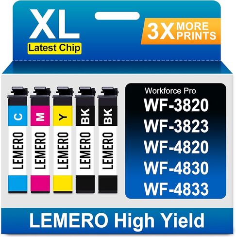LEMERO Remanufactured Replacement for Epson 822 Ink Cartridges Works with Workforce Pro WF-3820 WF-3823 WF-4820 WF-4830 WF-4833 WF-4834 Printer Replacement for 822XL Ink Cartridges 5 Pack High Yield in Kuwait