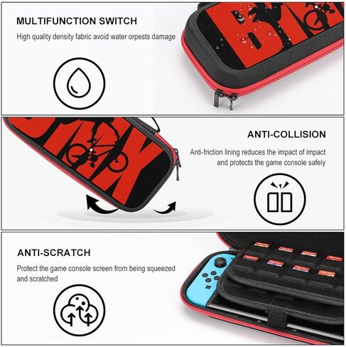 BMX Word with Silhouette Cut Carrying Storage Cases for Nintendo Switch Protective Portable Hard Shell Pouch Carrying Travel Game Bag in Saudi Arabia