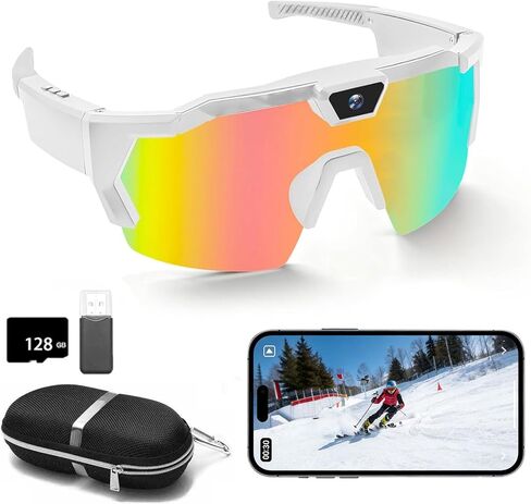 4K POV Sports Glasses with Camera, POV Glasses, Ski Camera, 128G Storage Space, 120° Ultra Wide Angle, Ideal for Sports, Travel & Outdoor Exploration (#D) in Saudi Arabia