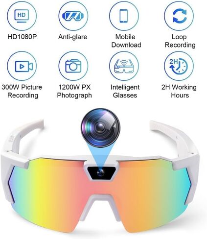 4K POV Sports Glasses with Camera, POV Glasses, Ski Camera, 128G Storage Space, 120° Ultra Wide Angle, Ideal for Sports, Travel & Outdoor Exploration (#D) in Saudi Arabia