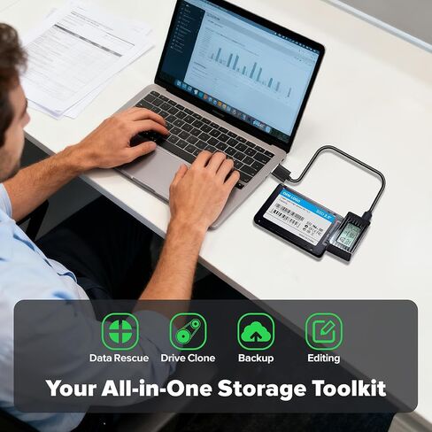 محول SATA إلى USB 3.2 مع شاشة LCD - محول محرك أقراص ثابتة بسرعة 5 جيجابت في الثانية لمحرك أقراص SSD/HDD مقاس 2.5 بوصة/3.5 بوصة يصل إلى 18 تيرابايت | معجل UASP | متوافق مع ويندوز/ماك/لينكس/أندرويد in Kuwait