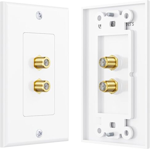 Cable Matters 2-Pack 1-Port TV Cable Wall Plate, Coax Wall Plate, White | Single Gang Wall Plate, F-Type Coax Coupler, Screws Included in Kuwait