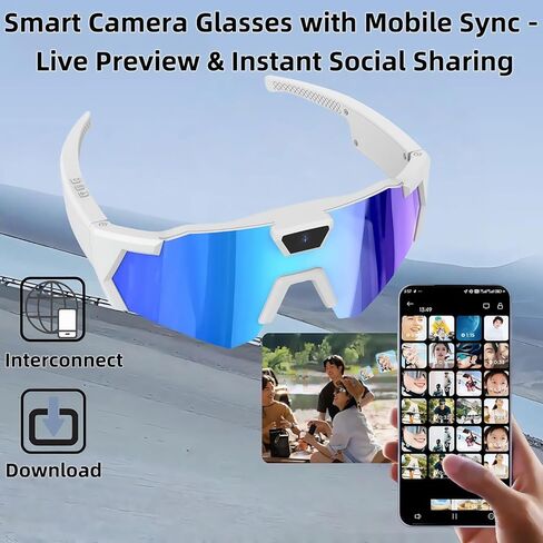 4K POV Sports Glasses with Camera, 2026 New 170° Ultra Wide Angle HD Smart Action Recording Eyewear with Audio, Video & Photo Capture, for Cycling, Baseball and Outdoors Activities (Multicolor,64G) in Kuwait