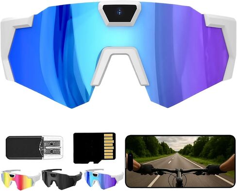 4K POV Sports Glasses with Camera, 2026 New 170° Ultra Wide Angle HD Smart Action Recording Eyewear with Audio, Video & Photo Capture, for Cycling, Baseball and Outdoors Activities (Multicolor,64G) in Kuwait