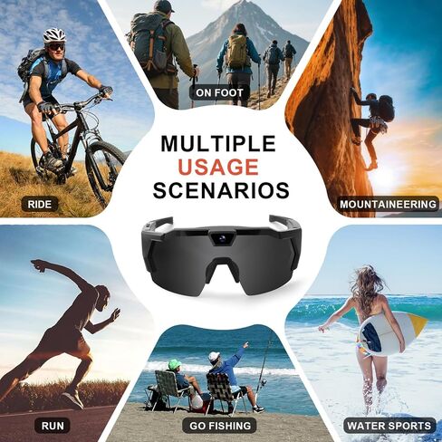 4K POV Sports Glasses with Camera, 2026 New 170° Ultra Wide Angle HD Smart Action Recording Eyewear with Audio, Video & Photo Capture, for Cycling, Baseball and Outdoors Activities (Multicolor,64G) in Kuwait