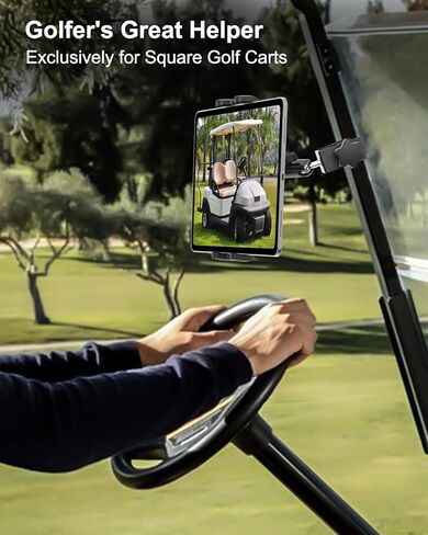 Golf Cart Tablet Mount Holder, 360°Adjustable Metal Arm Tablet Holder for Club Car, EZGO, Yamaha, Golf Cart Accessories, Square Clamp for iPad Pro 12.9, iPad Air Mini, Tab, iPhone, 4-13" Device in Saudi Arabia