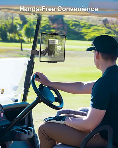 Golf Cart Tablet Mount Holder, 360°Adjustable Metal Arm Tablet Holder for Club Car, EZGO, Yamaha, Golf Cart Accessories, Square Clamp for iPad Pro 12.9, iPad Air Mini, Tab, iPhone, 4-13" Device in Saudi Arabia