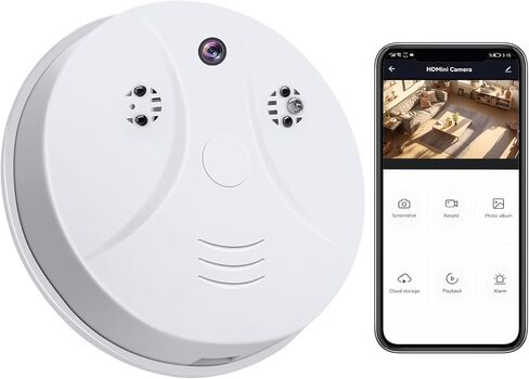 كاميرا قبة واي فاي بدقة 1080 بكسل مع كاشف للدخان، كاميرا مخفية للأمان الداخلي مع كشف الحركة، رؤية ليلية، حلقة عمل للمنزل والمكتب والأطفال والحيوانات الأليفة - بدون صوت in Kuwait