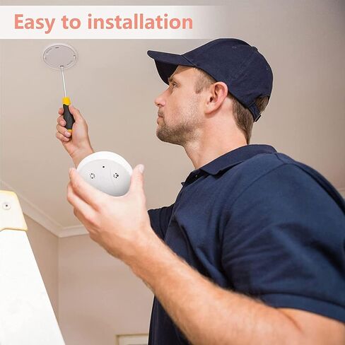 كاميرا قبة واي فاي بدقة 1080 بكسل مع كاشف للدخان، كاميرا مخفية للأمان الداخلي مع كشف الحركة، رؤية ليلية، حلقة عمل للمنزل والمكتب والأطفال والحيوانات الأليفة - بدون صوت in Kuwait