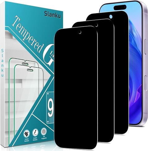 Slanku [عبوة من 3 واقيات شاشة iPhone 17، [زجاج مقسى]، تغطية كاملة، سهل الاستخدام للحافظة in Saudi Arabia