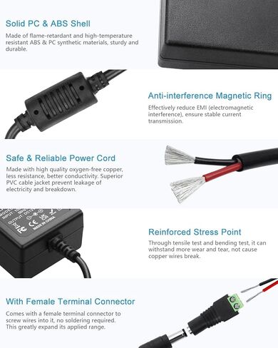 DC 12V 4A Power Supply 48w ac Adapter 100-240v 50-60hz to 12 Volts 4A 3Amp 2A Transformer, dc 12V Power Adapter Cord, 5.5mm x 2.5mm 2.1mm Plug for dc12v LED Strip Light in Saudi Arabia