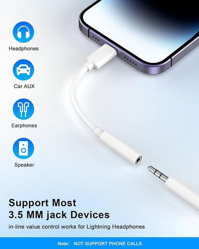 [Apple MFi Certified] 10 Pack Lightning to 3.5 mm Headphone Jack Adapter, iPhone Aux Adapter Converter Dongle Audio Cable Compatible with iPhone 14 13 12 11 X XS 8 7 in Kuwait