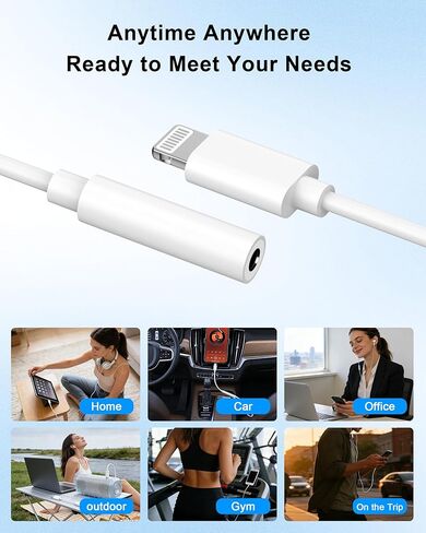 [Apple MFi Certified] 10 Pack Lightning to 3.5 mm Headphone Jack Adapter, iPhone Aux Adapter Converter Dongle Audio Cable Compatible with iPhone 14 13 12 11 X XS 8 7 in Kuwait