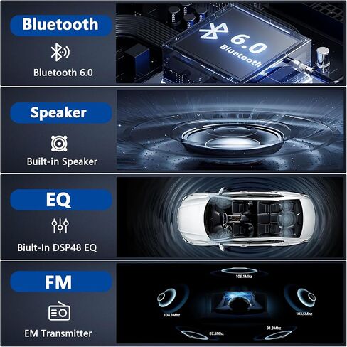 راديو سيارة ستيريو لاسلكي من Apple Carplay، مقابض مزدوجة وراديو شاشة لمس عالية الدقة 6.36 بوصة للسيارة، بلوتوث 5.3 تشغيل السيارة Android Auto، مخرج 60 وات × 4، راديو AM/FM، USB، SWC، كاميرا احتياطية 6181A in Kuwait