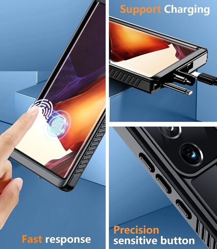 حافظة Temdan لهاتف Samsung Galaxy Note 20 Ultra مقاومة للماء، [حماية من السقوط من الدرجة العسكرية] [IP68 تحت الماء] حافظة متينة متينة مقاومة للصدمات لهاتف Note 20 Ultra 6.9 بوصة - أسود in Kuwait