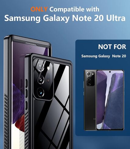 حافظة Temdan لهاتف Samsung Galaxy Note 20 Ultra مقاومة للماء، [حماية من السقوط من الدرجة العسكرية] [IP68 تحت الماء] حافظة متينة متينة مقاومة للصدمات لهاتف Note 20 Ultra 6.9 بوصة - أسود in Kuwait