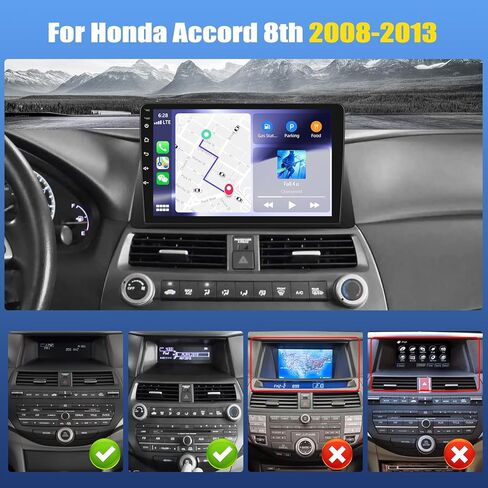 ستيريو سيارة Android 13 متوافق مع Honda for Accord 2008-2013، 2G+32G 10 بوصة تعمل باللمس وراديو ستيريو للسيارة مع Carplay لاسلكي Android Auto GPS Navigation WiFi FM SWC كاميرا احتياطية in Kuwait