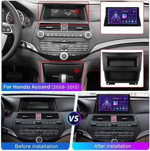 ستيريو سيارة Android 13 متوافق مع Honda for Accord 2008-2013، 2G+32G 10 بوصة تعمل باللمس وراديو ستيريو للسيارة مع Carplay لاسلكي Android Auto GPS Navigation WiFi FM SWC كاميرا احتياطية in Kuwait